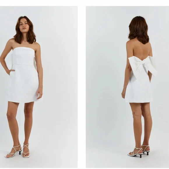 DISSH | Dresses | Dish Aisle White Linen Back Bow Dress Size 2 | Poshmark